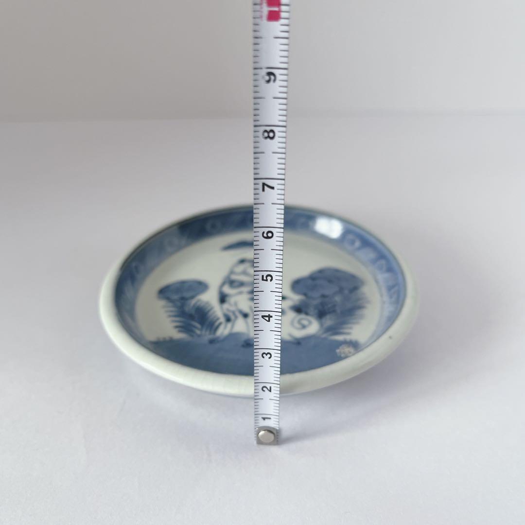 古伊万里　染付洋犬文皿　豆皿　手塩皿　骨董