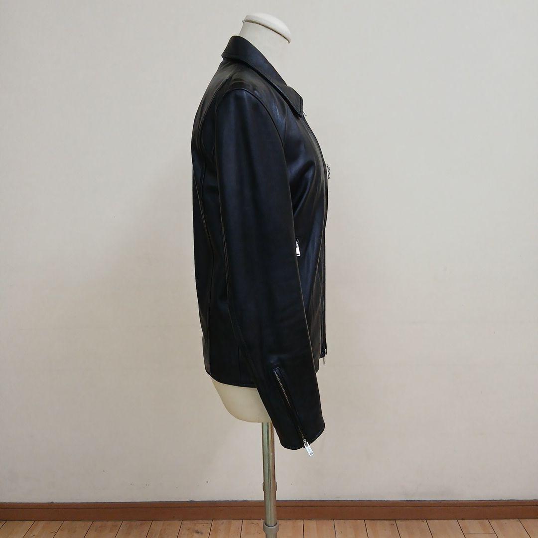 タケオキクチ襟付シングルライダースジャケットラムレザーMサイズ