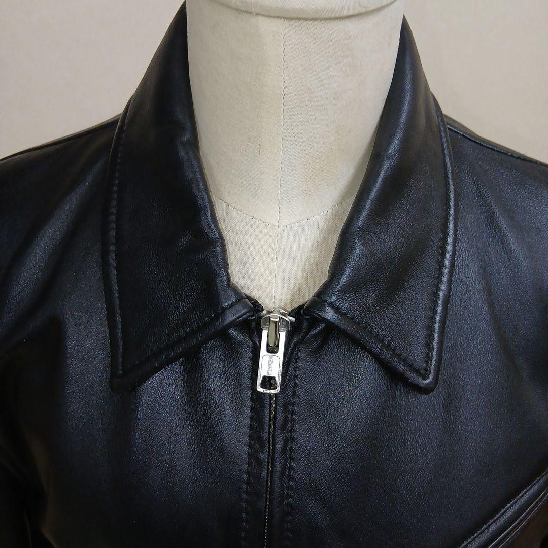 タケオキクチ襟付シングルライダースジャケットラムレザーMサイズ