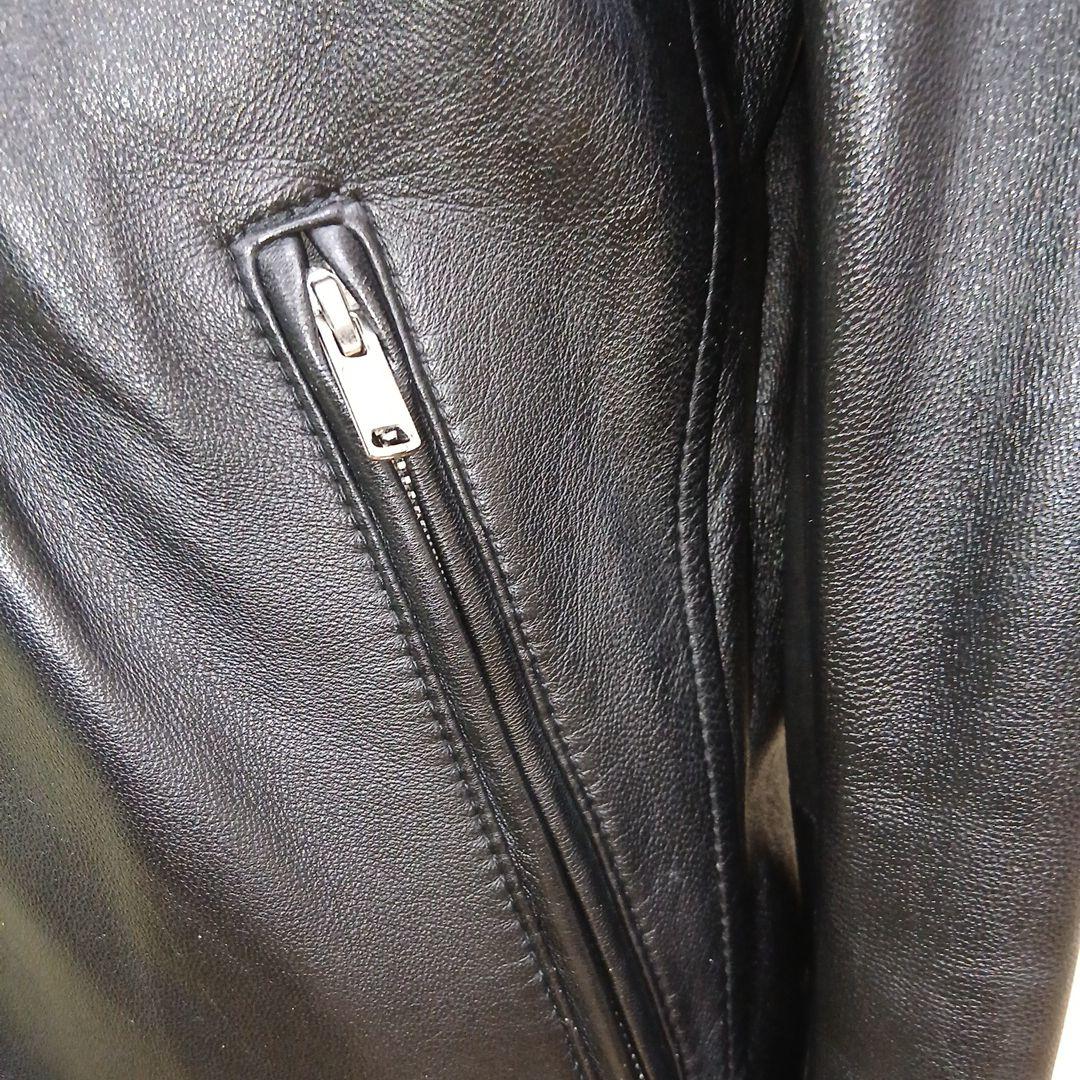 タケオキクチ襟付シングルライダースジャケットラムレザーMサイズ