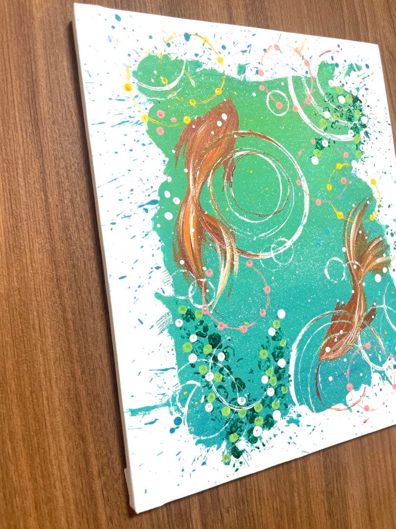 はじけてgoldfishアクリル画　アクリル絵の具　アート　金魚　水槽　絵画