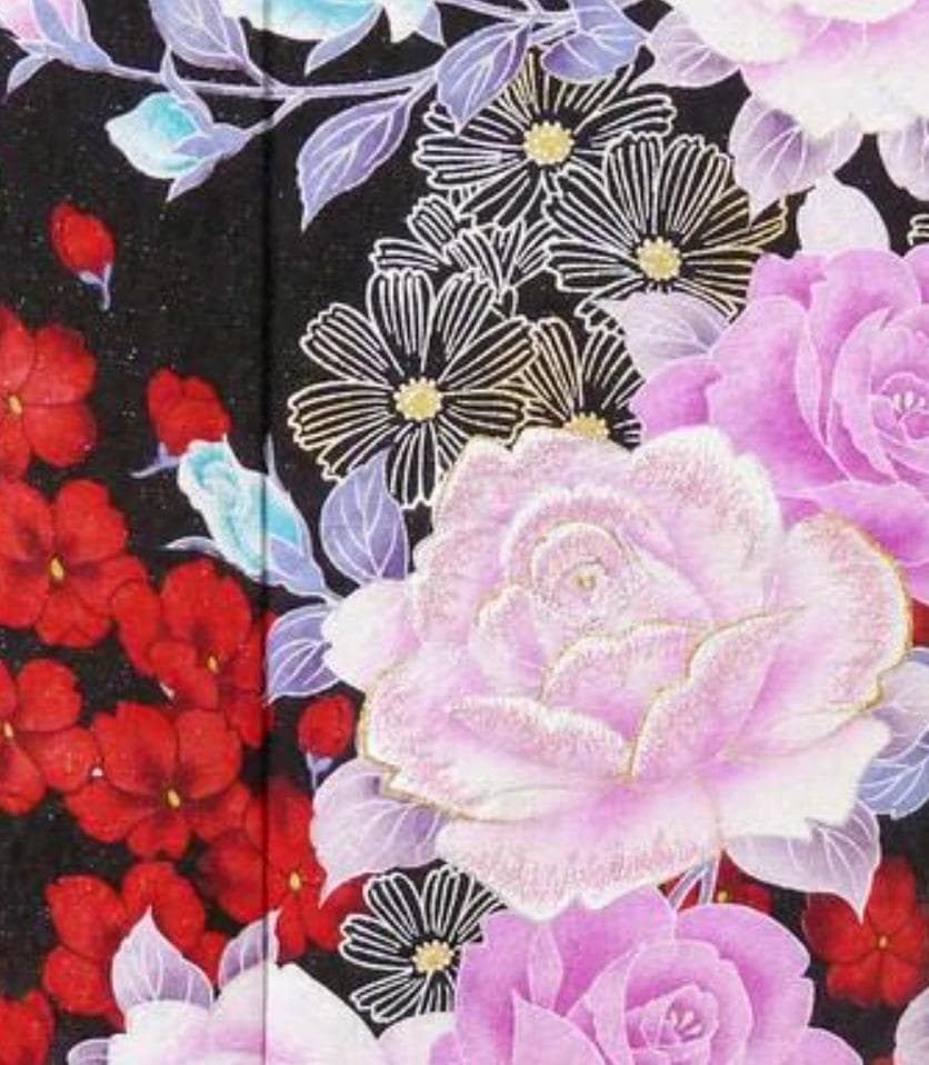 ◉成人式・卒業式・振袖「黒妖艶薔薇」b209　身長 150〜168cm