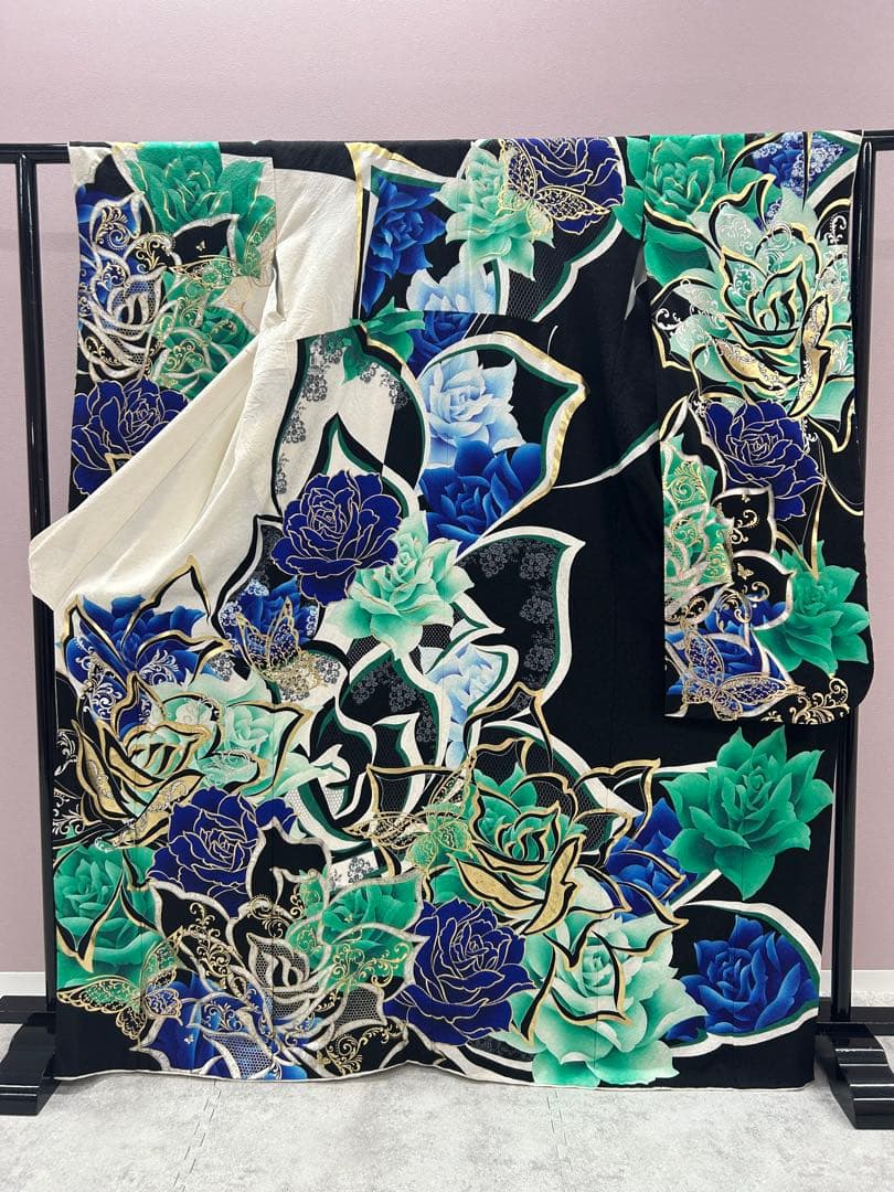 《美品》振袖　単品 A No.408 白 中振袖150〜160cm