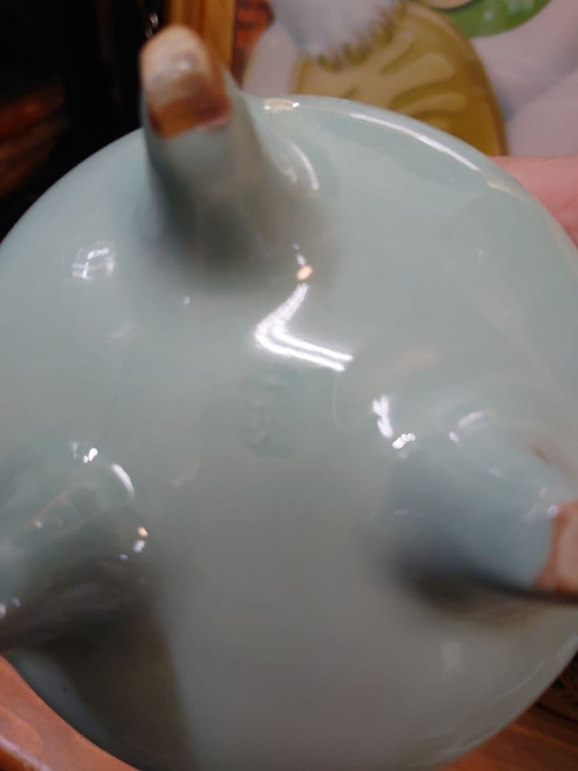 開運 龍 龍神 唐 青磁 雲龍火舎 香炉 骨董品【冨田 輝山作】