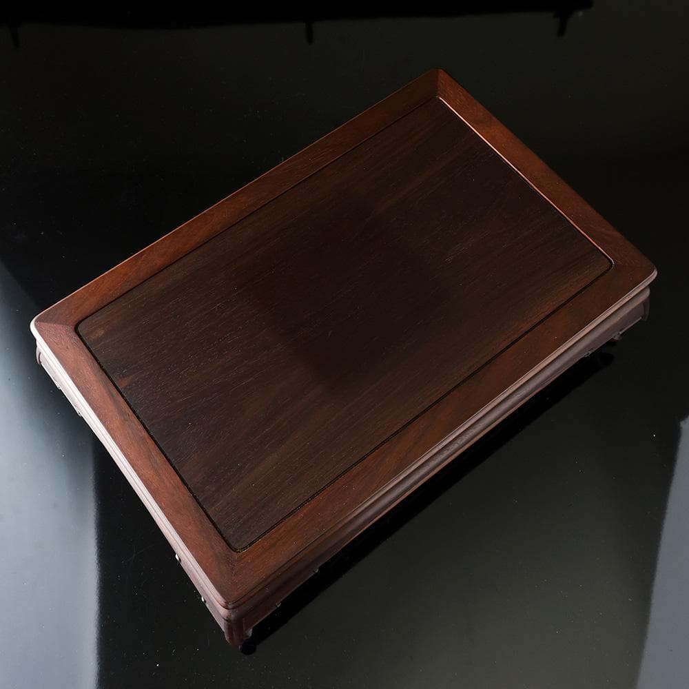 伝統工芸 高級花台 大阪唐木指物 新田隆造 作 紫檀 三重無地 長方花台