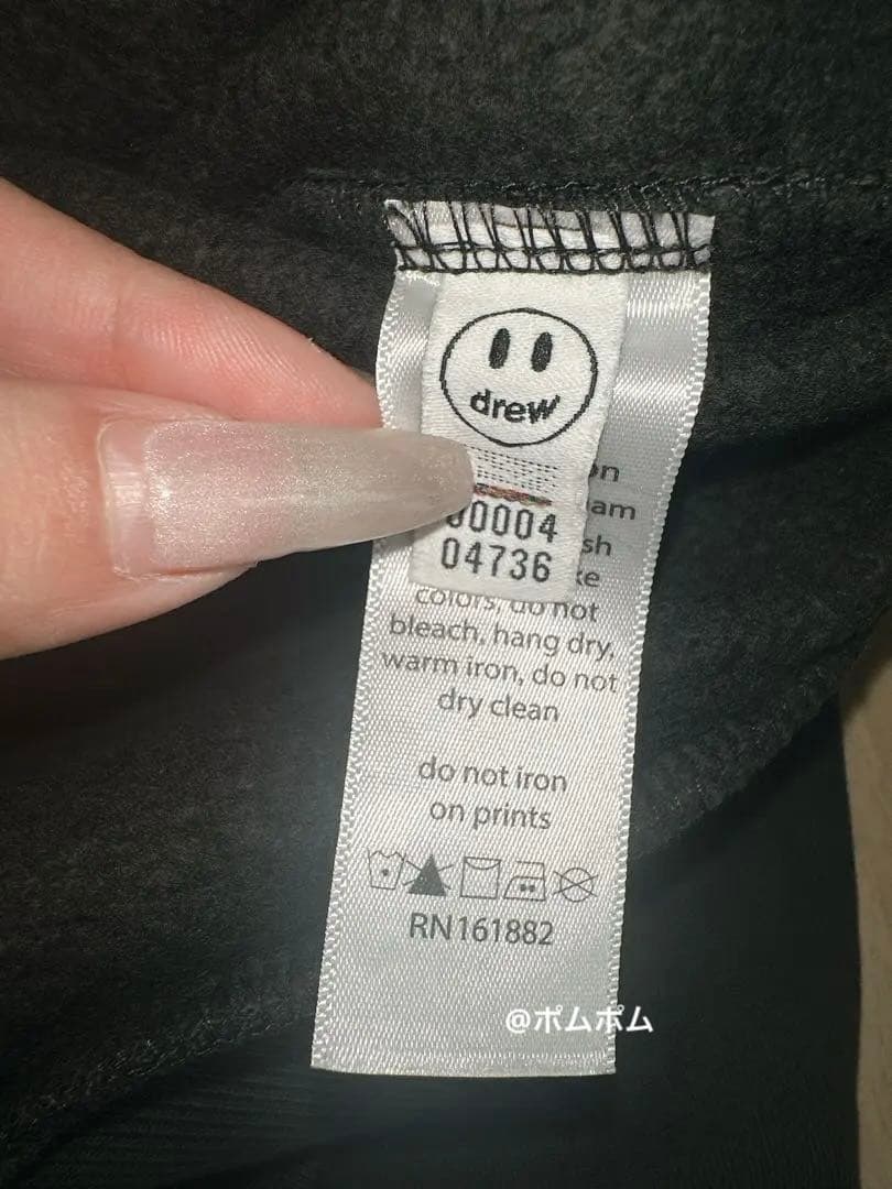 正規品 drew house スマイリーフェイスパーカー フード付き black