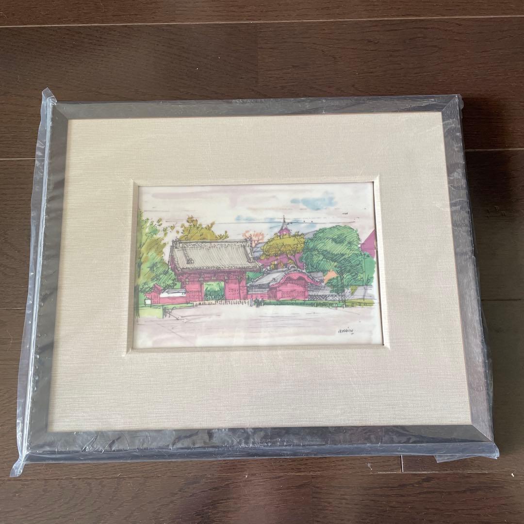 東京大学永年勤続表彰記念品　陶板画　 小磯良平　赤門