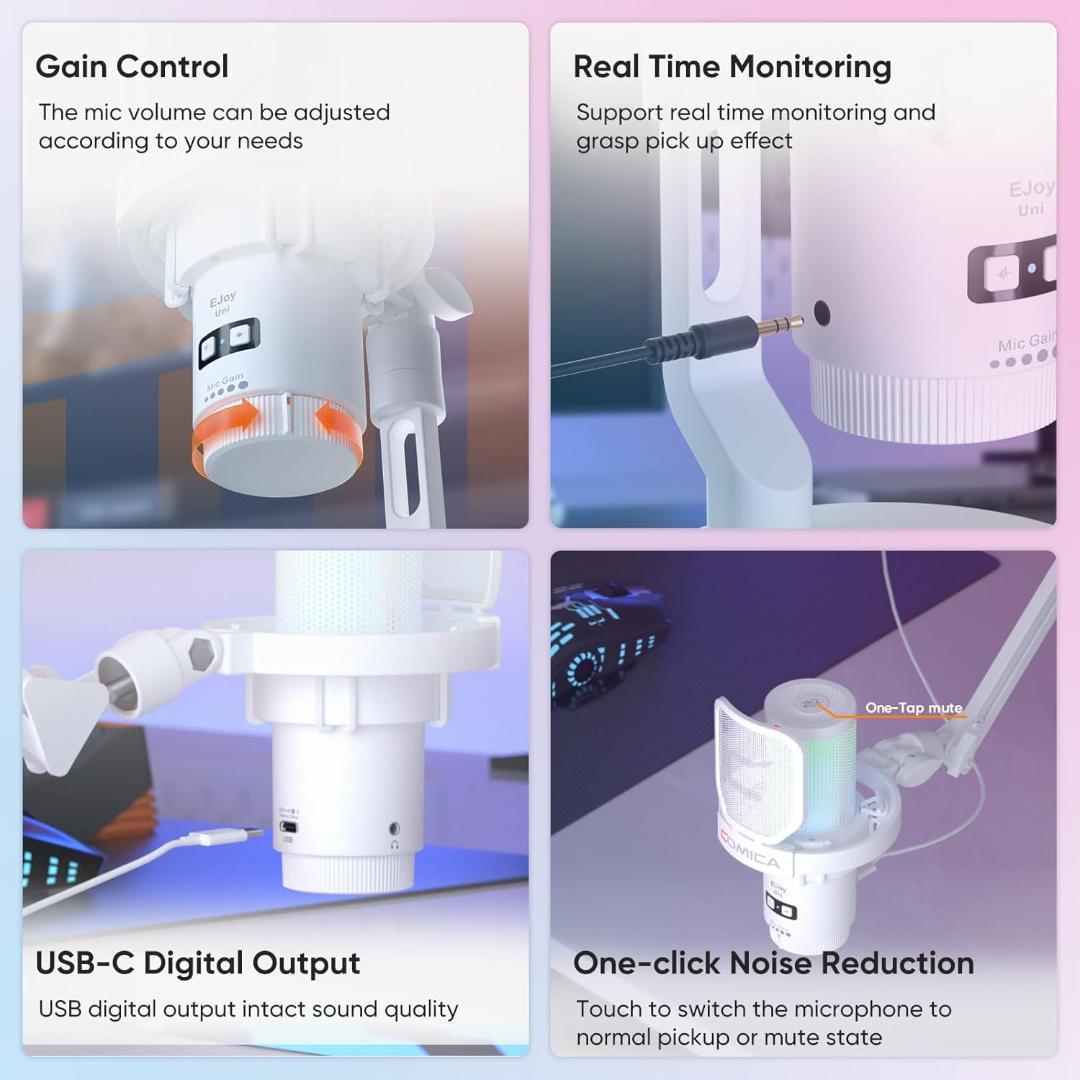 Comica USBコンデンサーマイク ゲーミングマイク ブームアーム付き