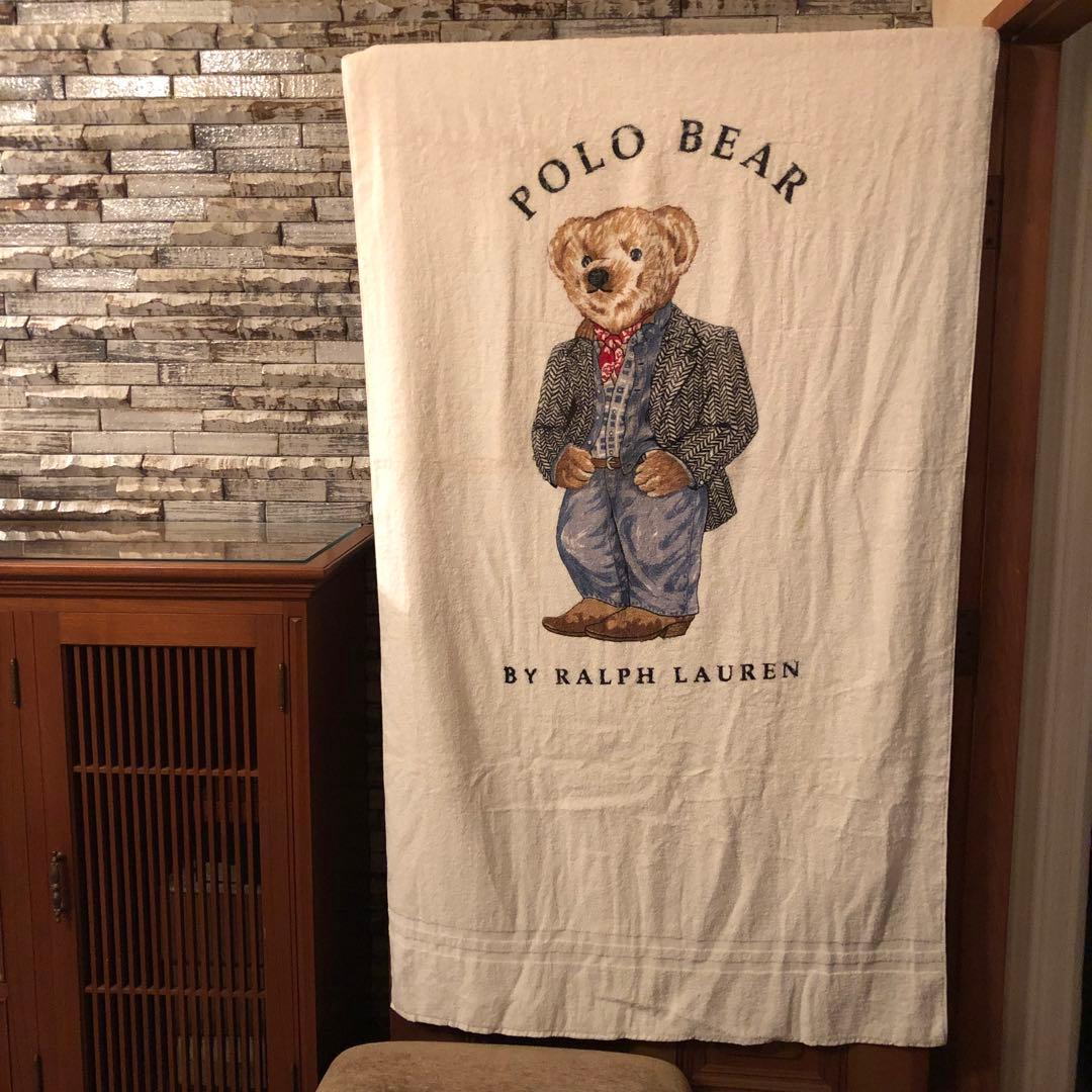 デッドストック USA製 90s ポロスポーツ ポロベアー バスタオル