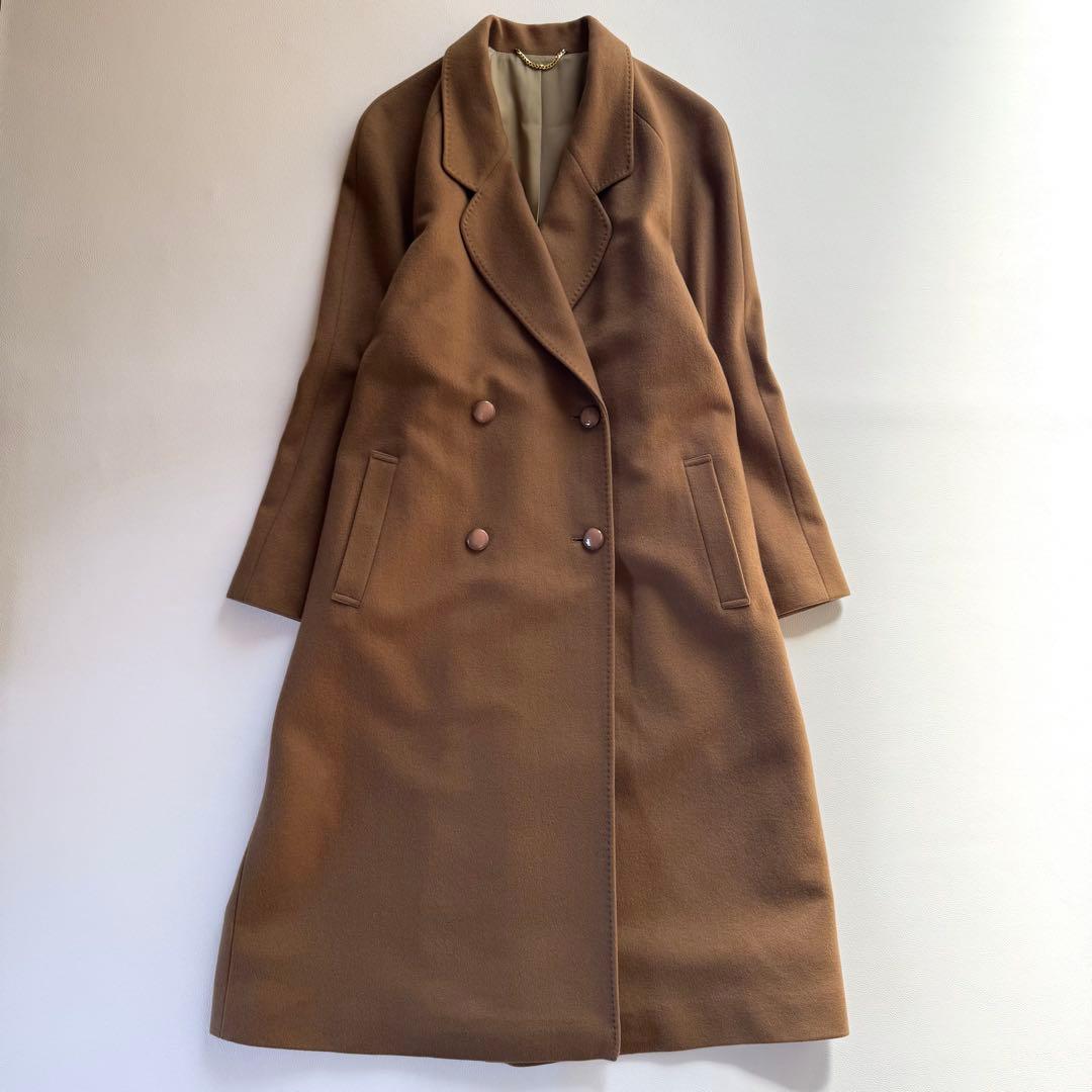 美品 【着丈111㎝】 ダブルチェスターコート カシミヤ100% キャメル 11