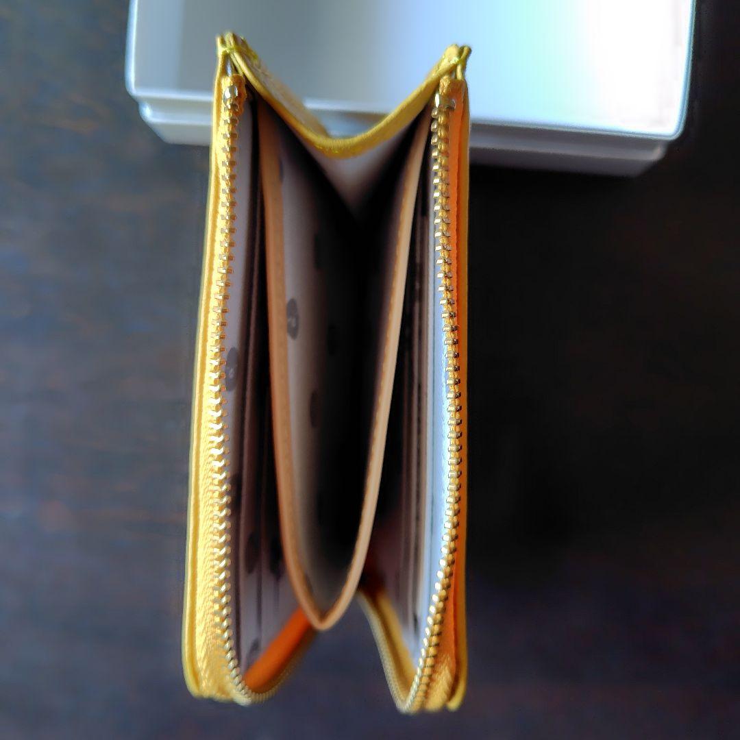 Suicaのペンギン本革L字型ファスナーミニ財布イエロー