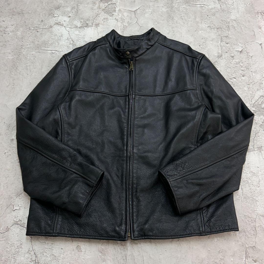 .*.様 DOCKERS　レザージャケット　シングル　本革　古着　ブラック　黒