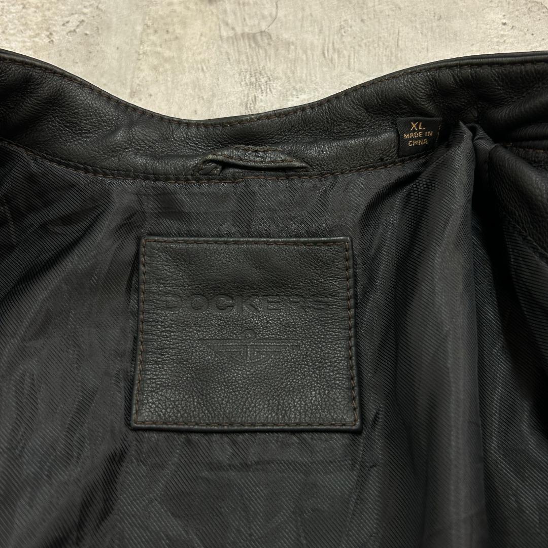 .*.様 DOCKERS　レザージャケット　シングル　本革　古着　ブラック　黒