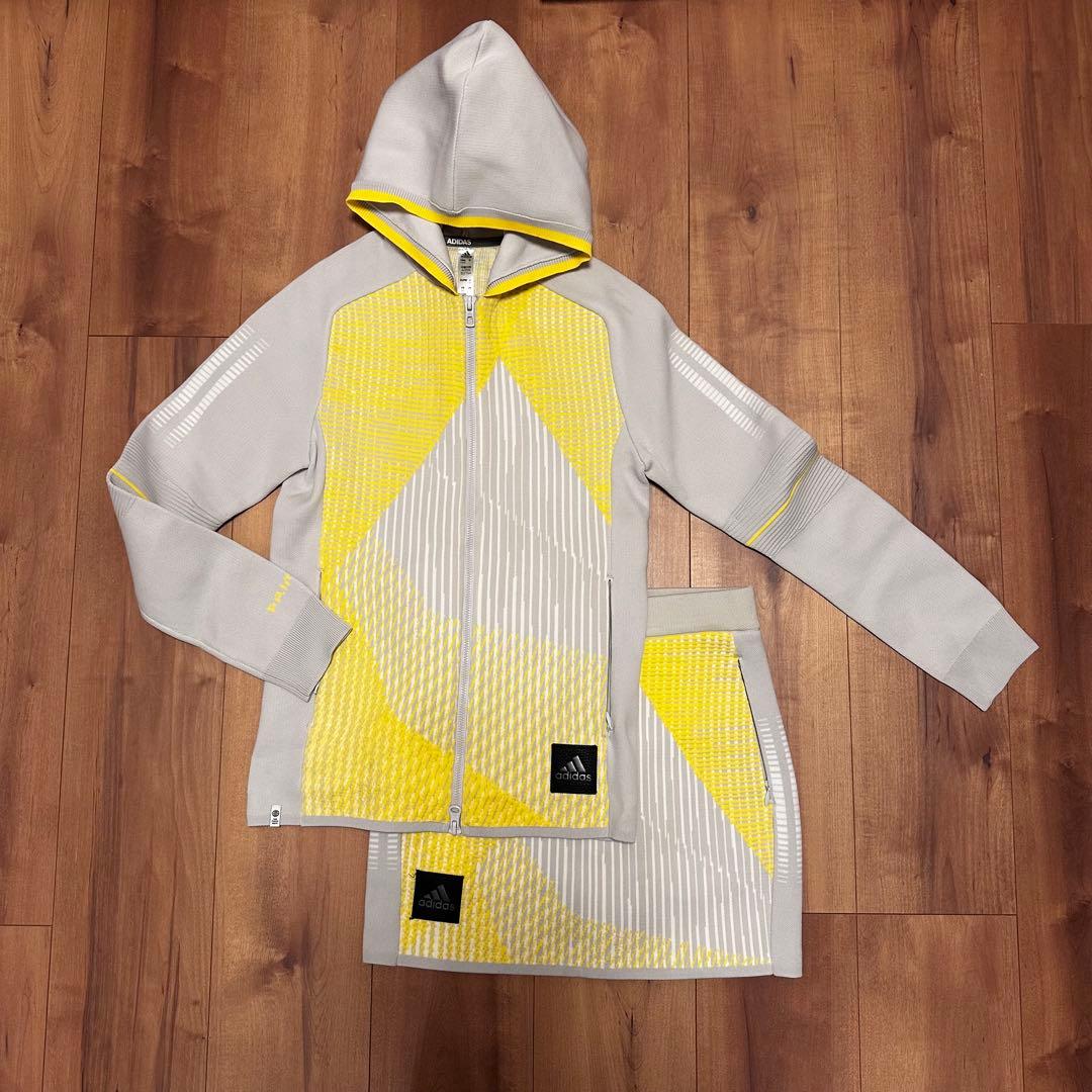 フード付きパーカー　タイトスカート　セットアップ　ニット　秋冬　長袖　セーター