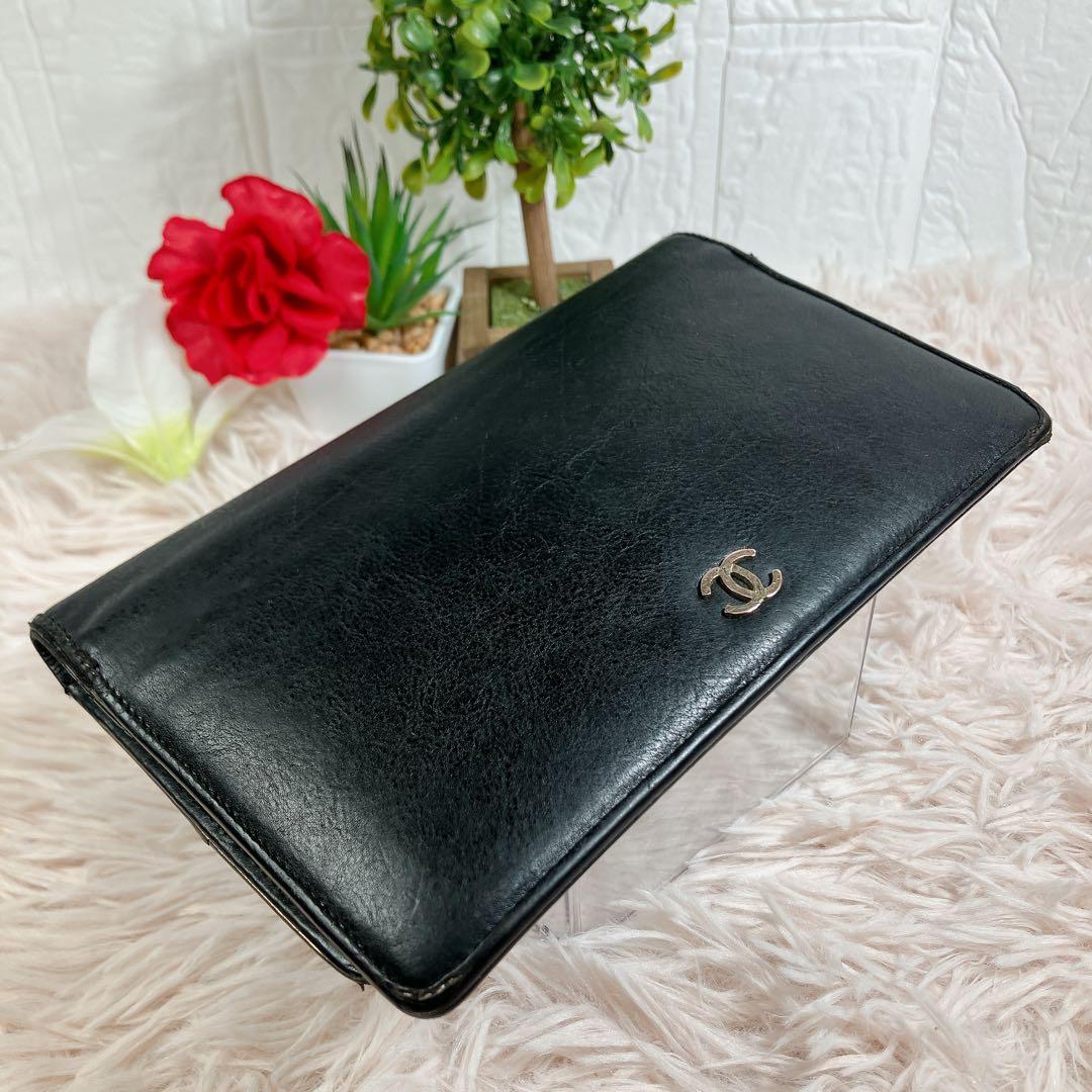 希少 CHANEL ココマーク 二つ折り 長財布 大容量 ブラック 黒 即日発送