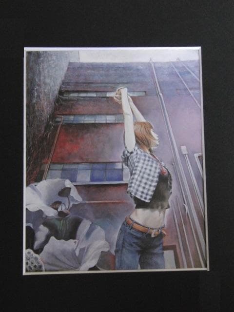 山根須磨子、【空へ】、希少な額装用画集より、新品額装付、状態良好