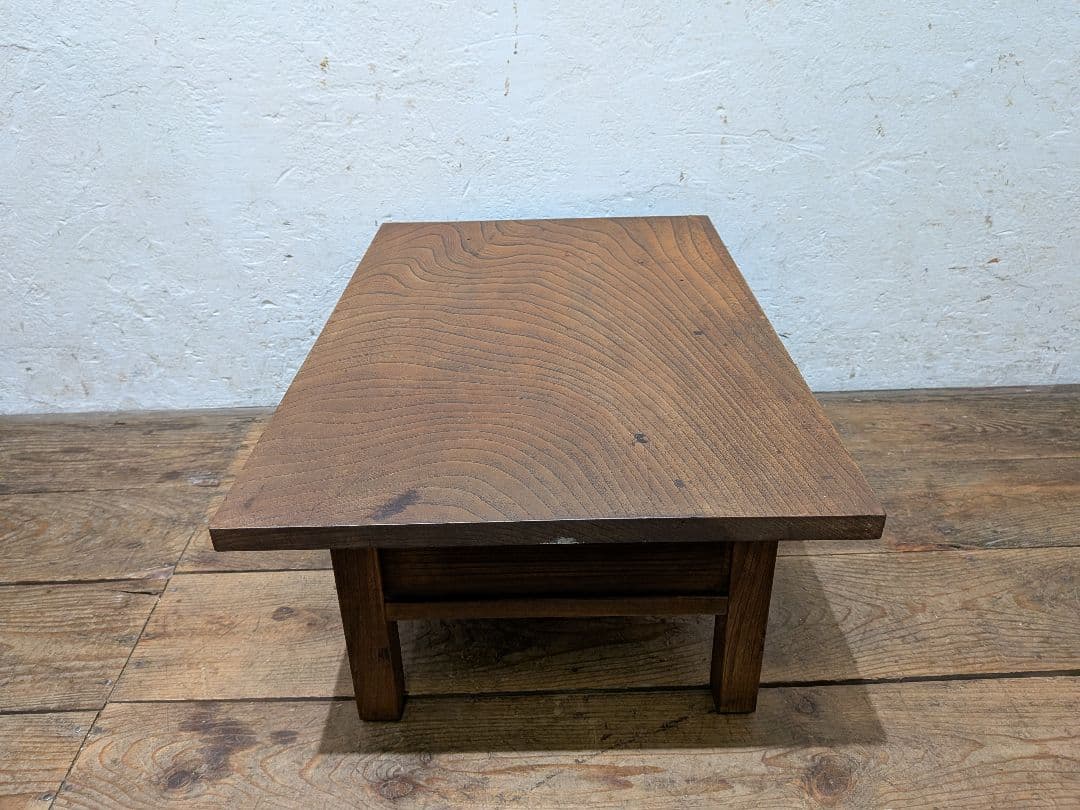 1117 アンティーク　総欅の文机　けやき　ローテーブル　陳列台　骨董　レトロ