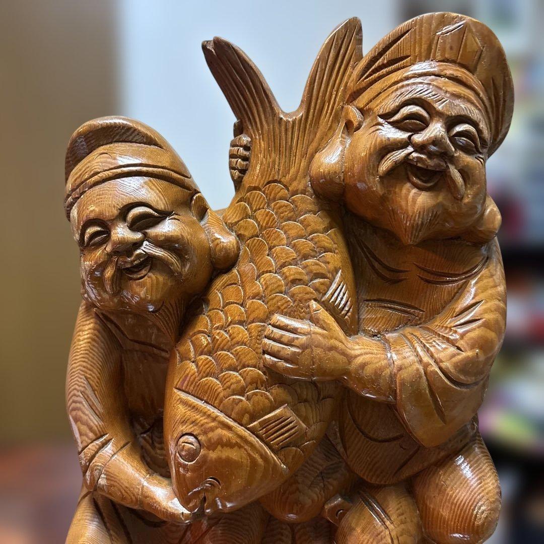 大黒天と恵比寿の木彫り
