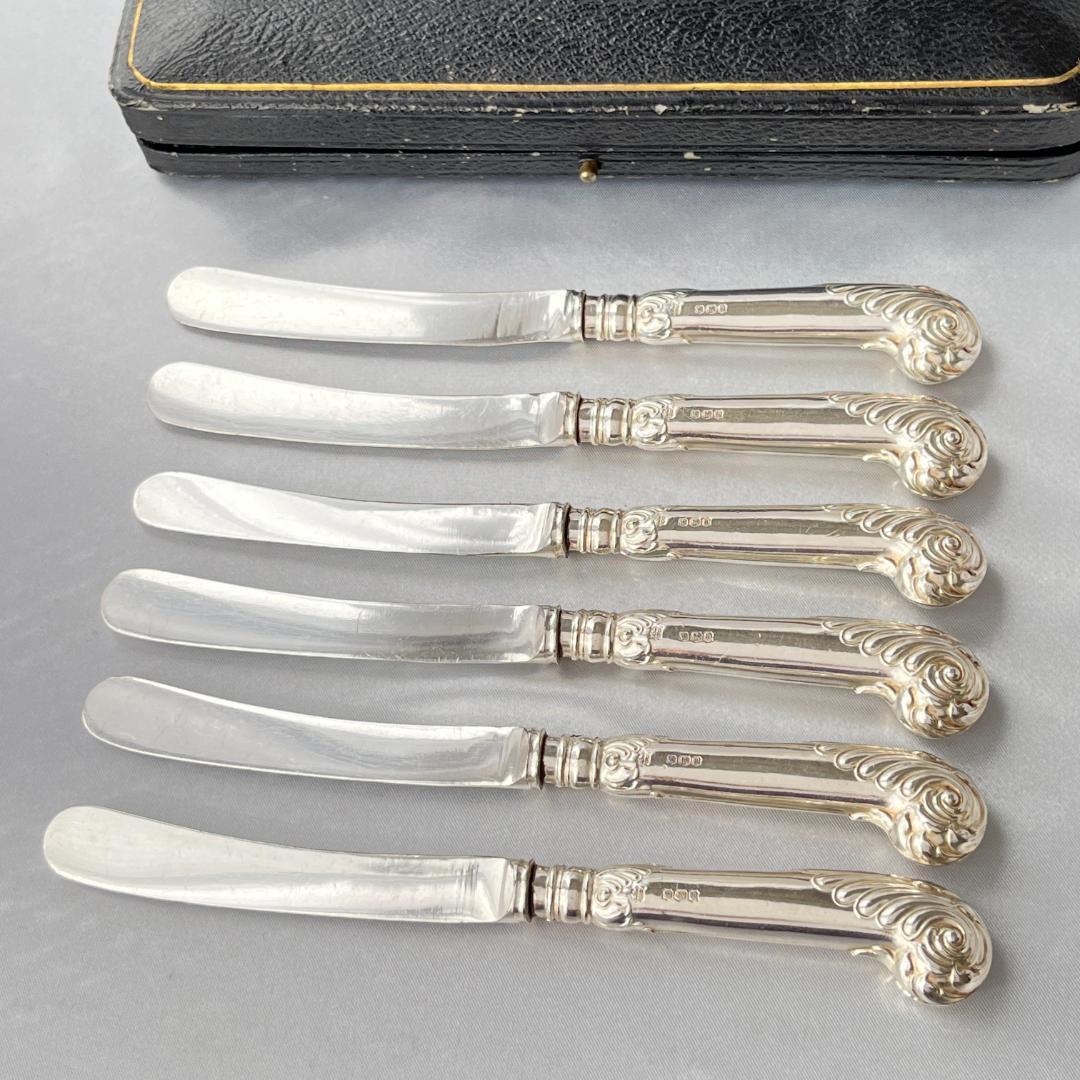【James Deakin】 【純銀ハンドル】ロココの ティーナイフ 6本