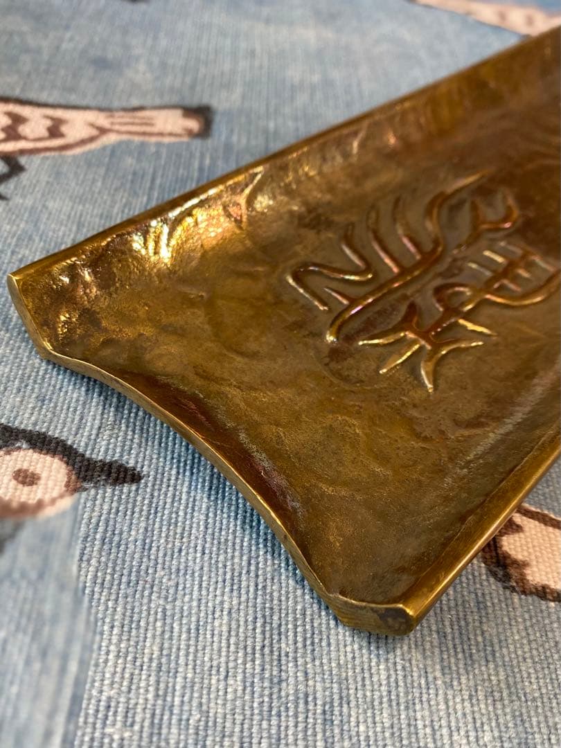 鶴 筆皿　鋳銅　月真作 未使用品　名入り記念品