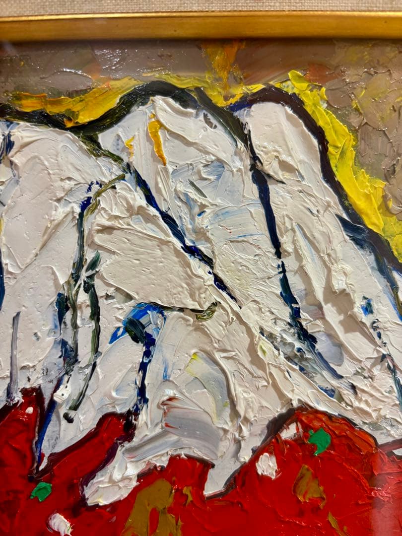 #大沢武士 『赤富士』油彩画（F4号）額装 直筆サイン入り