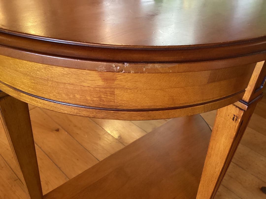 ナチュラルウッド 半円形コンソールテーブル
