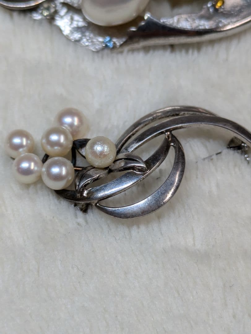 アコヤ真珠　あこや　ミキモト　ブローチ　帯留め　白蝶真珠　マベパール　ネックレス