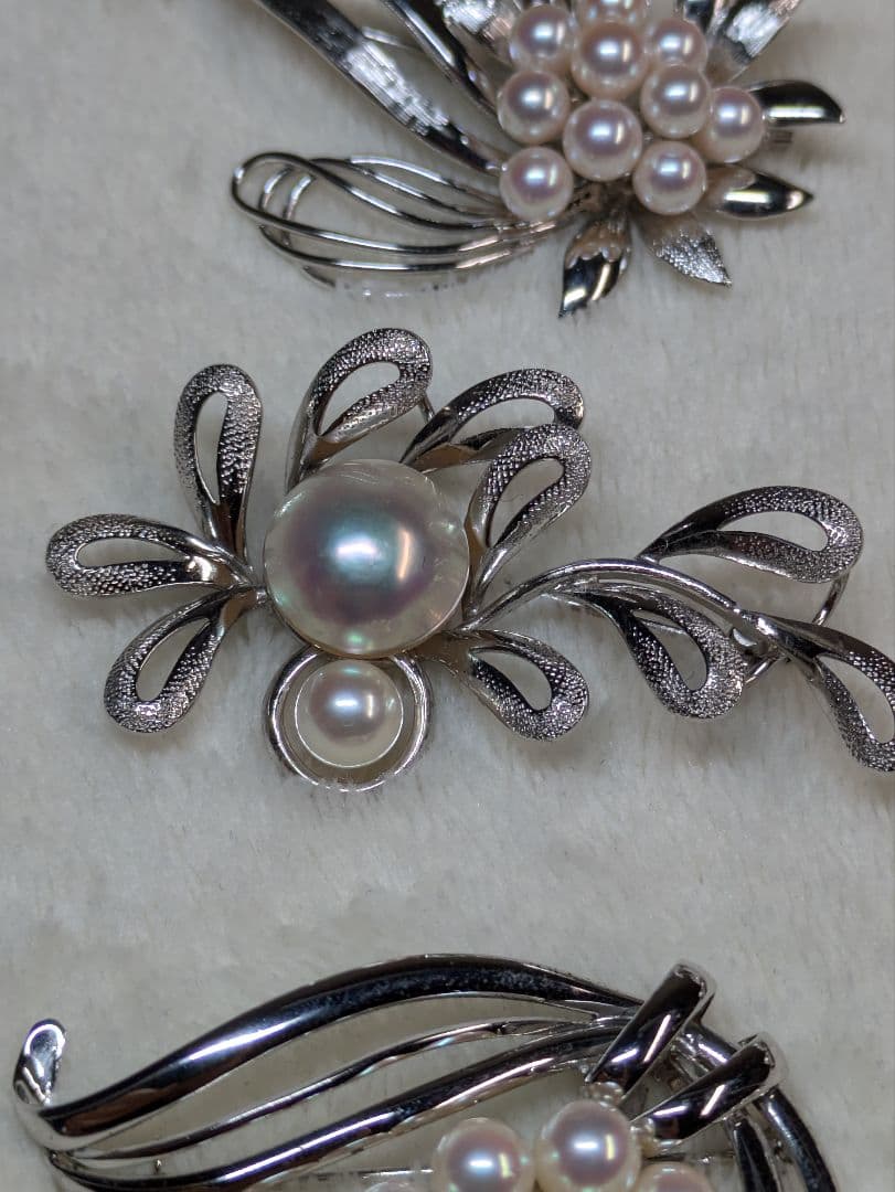 アコヤ真珠　あこや　ミキモト　ブローチ　帯留め　白蝶真珠　マベパール　ネックレス