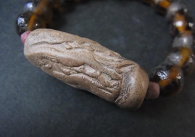 ★Y0302★アンティーク　ブレスレット　テラコッタ　ガラスビーズ