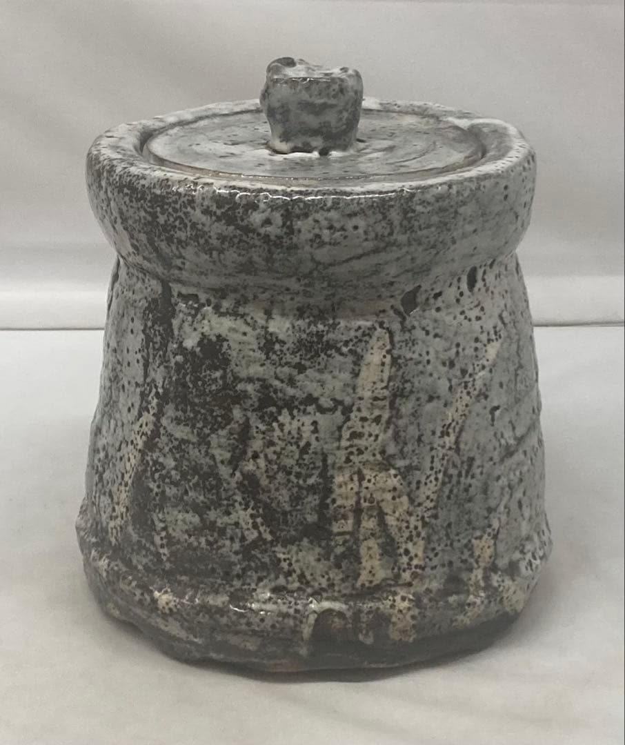 B538b 鼠志野 水指　作者不詳　木箱無し　茶道具