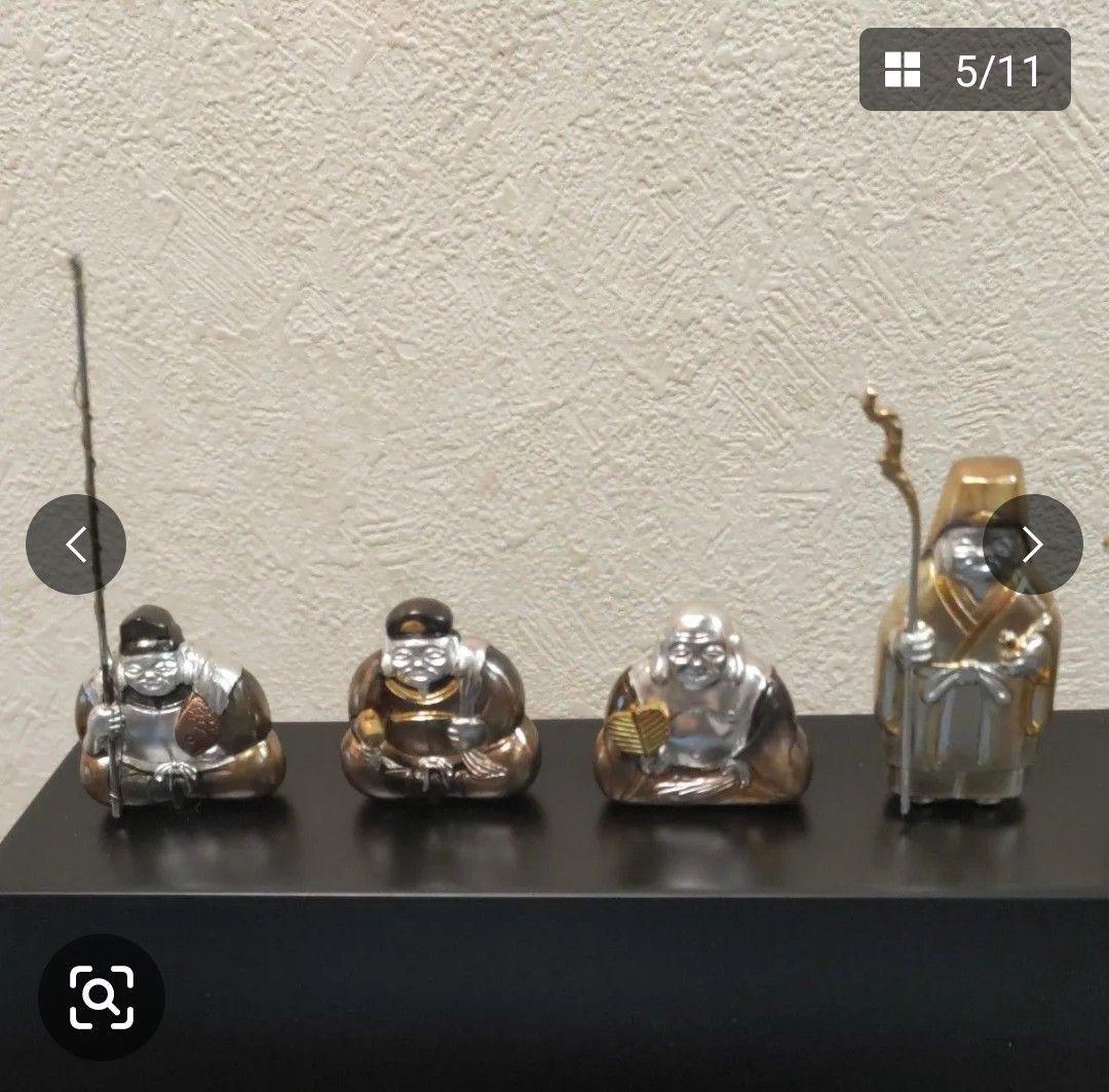 武比古　純銀 恵比寿 大黒 七福神 置物 オブジェ 縁起物