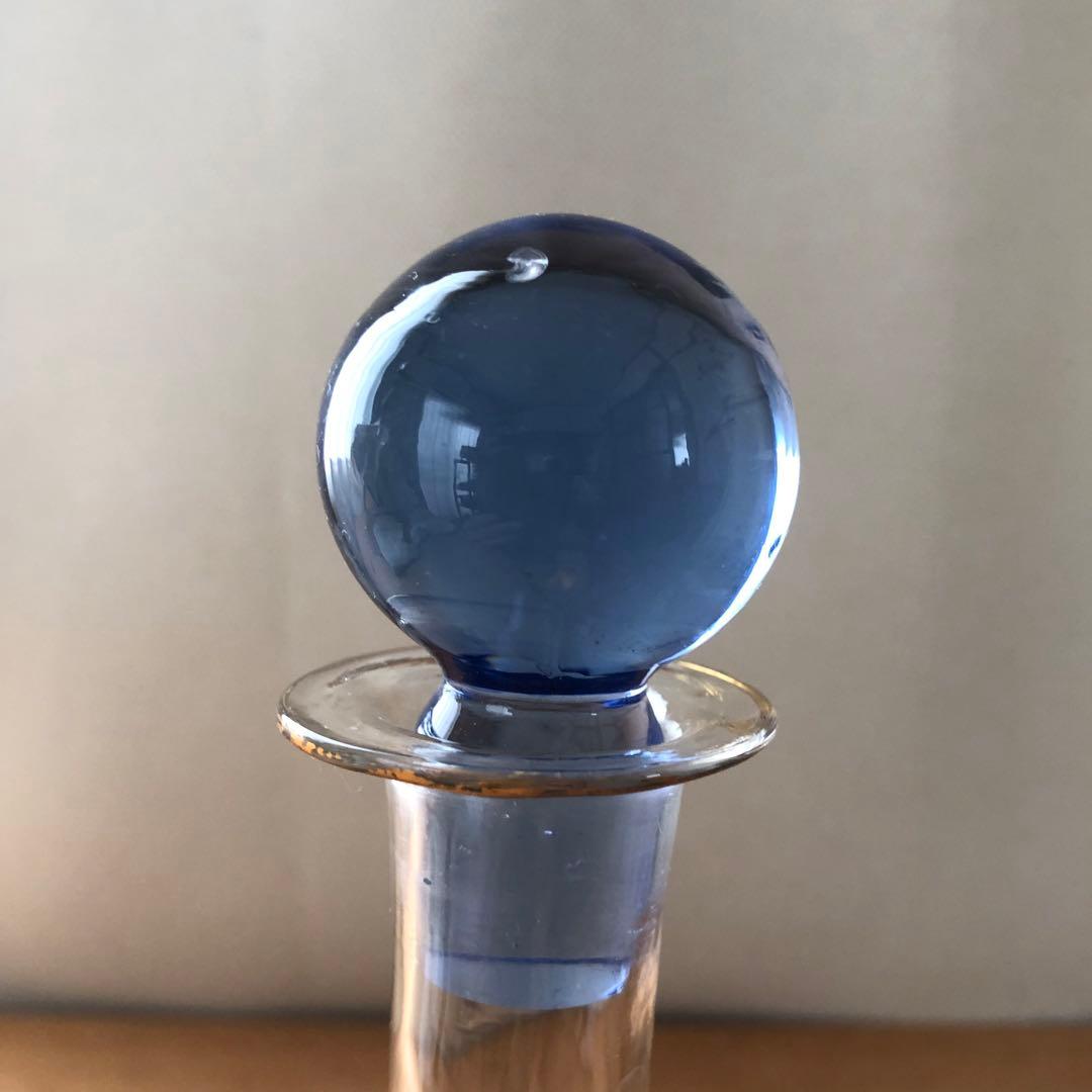 古いデカンタ　ガラス瓶　植物柄　フランス　アンティーク　デキャンタ　no.154