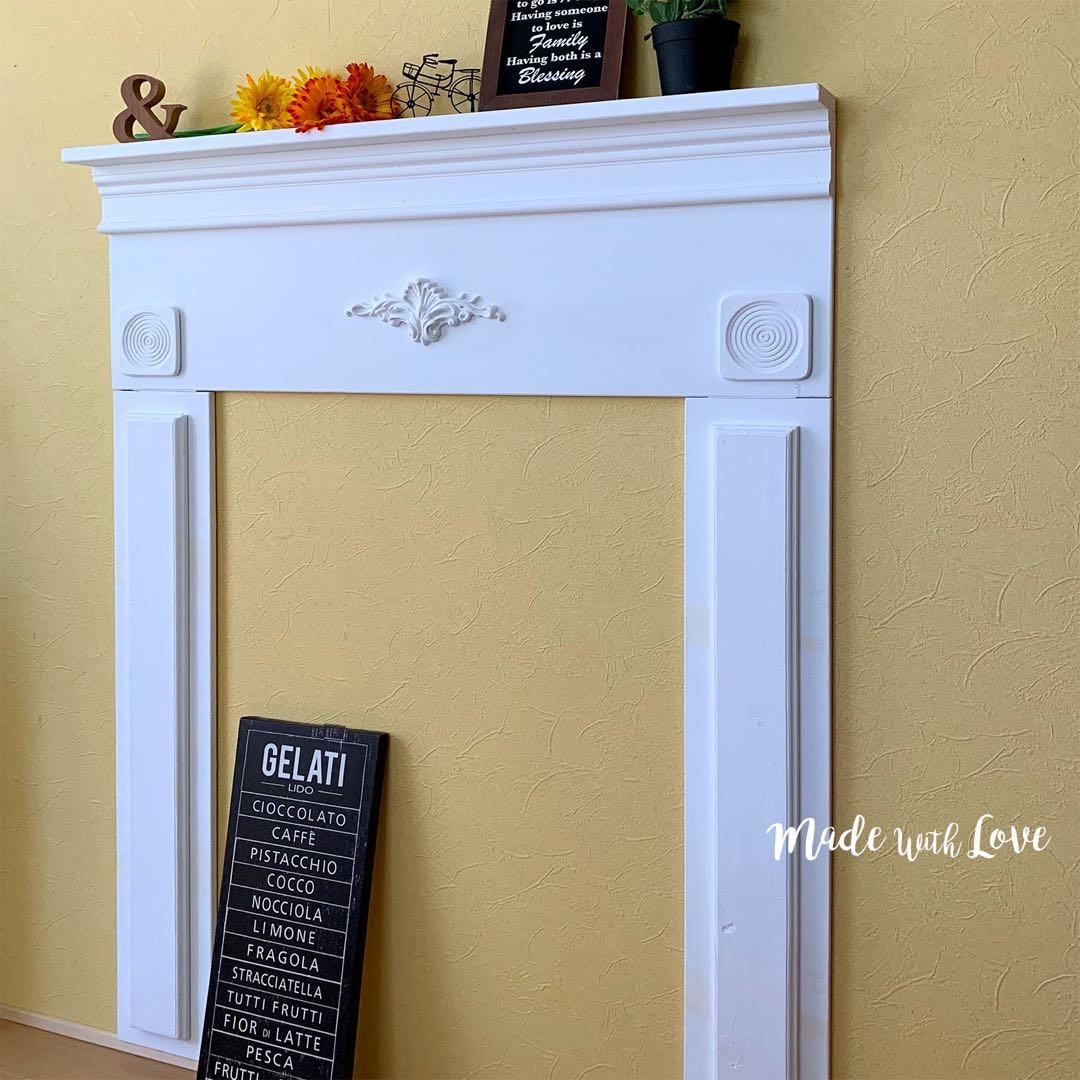 ⬜︎ホワイト【木製マントルピース】薄型/白/アンティーク風/組み立て式
