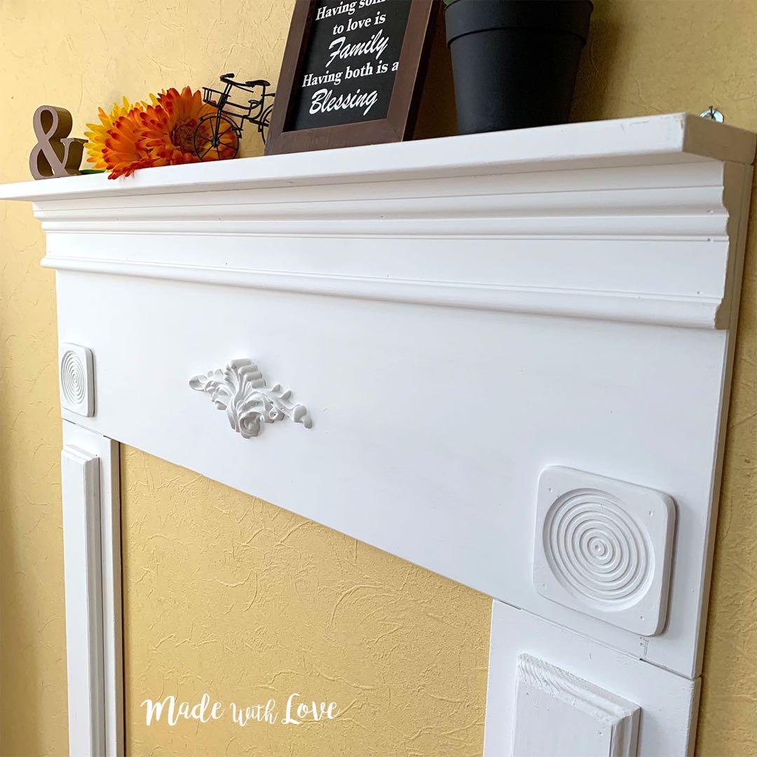 ⬜︎ホワイト【木製マントルピース】薄型/白/アンティーク風/組み立て式