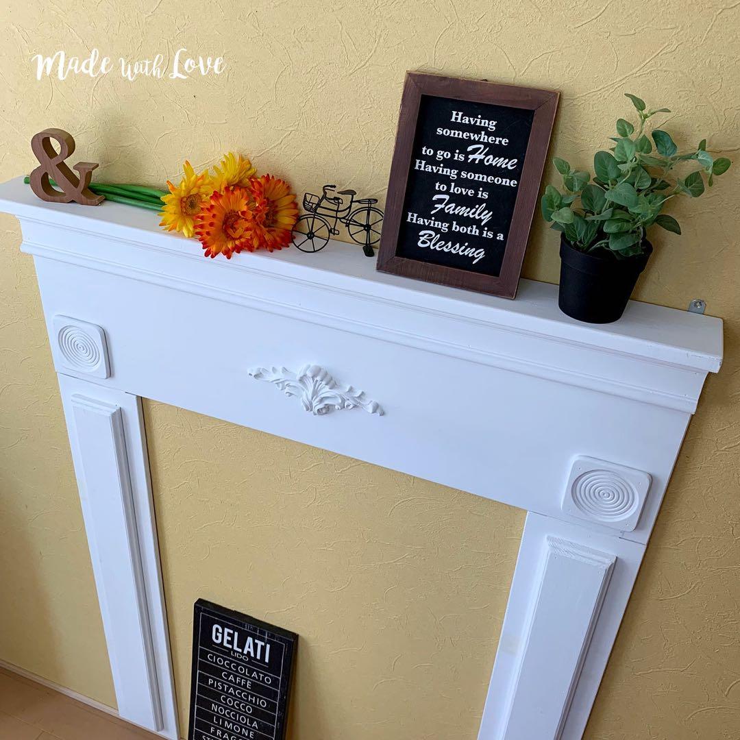 ⬜︎ホワイト【木製マントルピース】薄型/白/アンティーク風/組み立て式