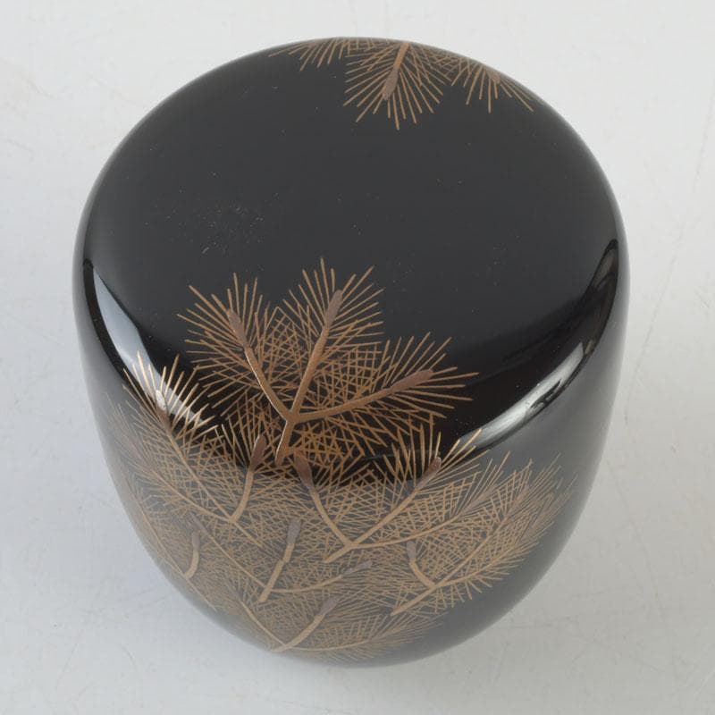 茶道具　三辻雪里作　若松蒔絵　棗　共布共箱　V　9316