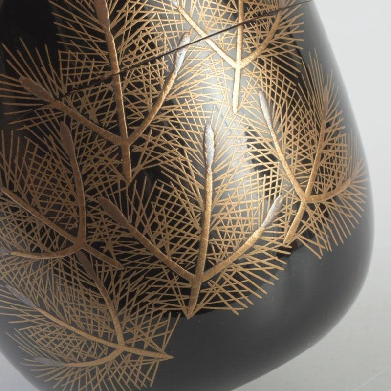 茶道具　三辻雪里作　若松蒔絵　棗　共布共箱　V　9316