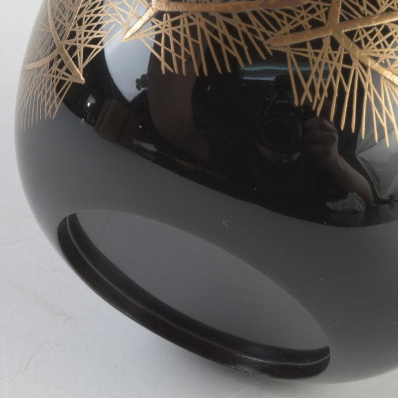 茶道具　三辻雪里作　若松蒔絵　棗　共布共箱　V　9316