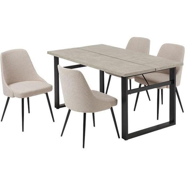 展示品★北欧風モダンスタイリッシュダイニング【5点】セット【グレー/アイボリー】