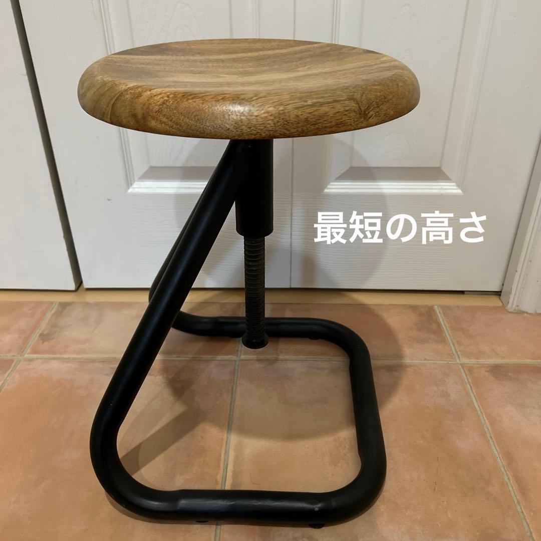 ★IRON STOOL インダストリアル　アイアン　鉄×無垢材　丸椅子　古材ネジ