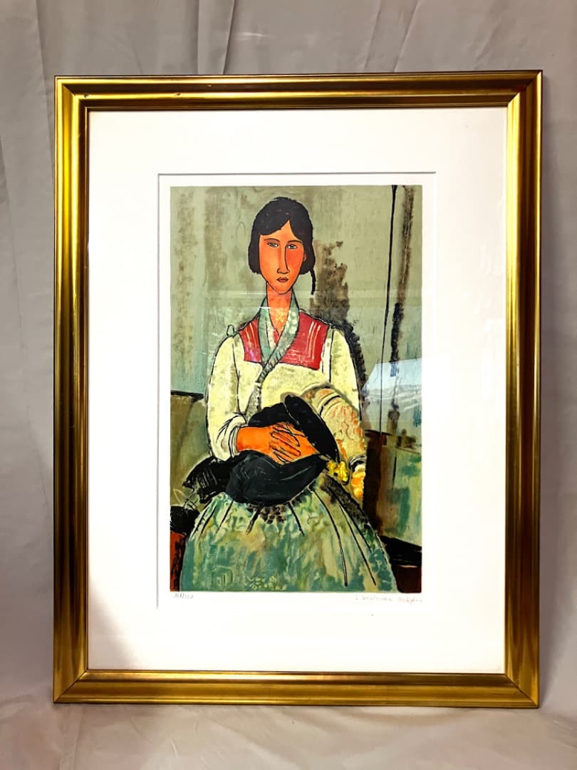 モディリアーニ『赤ん坊を抱くジプシー女』リトグラフ（石版画）