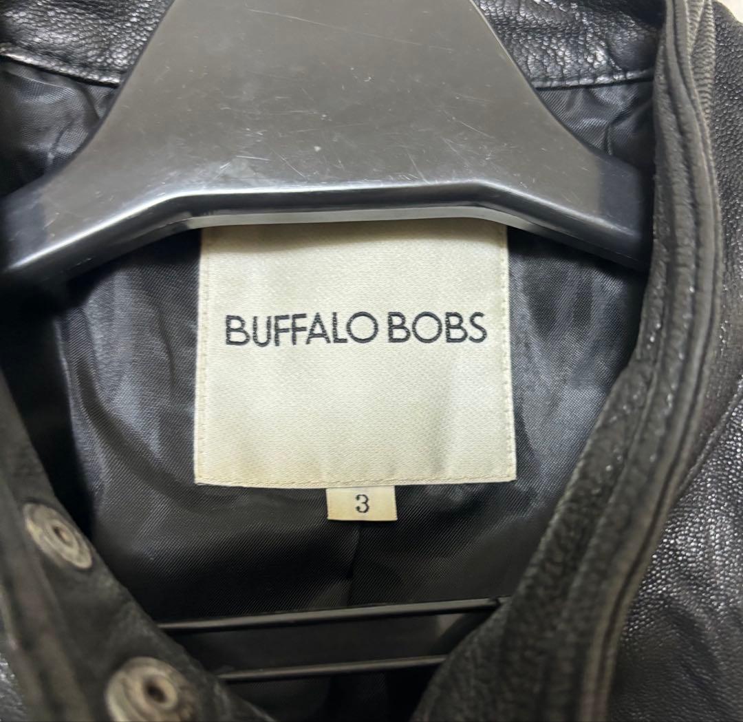 BUFFALOBOBS シングルレザーライダースジャケット　シワ加工　やぎ革