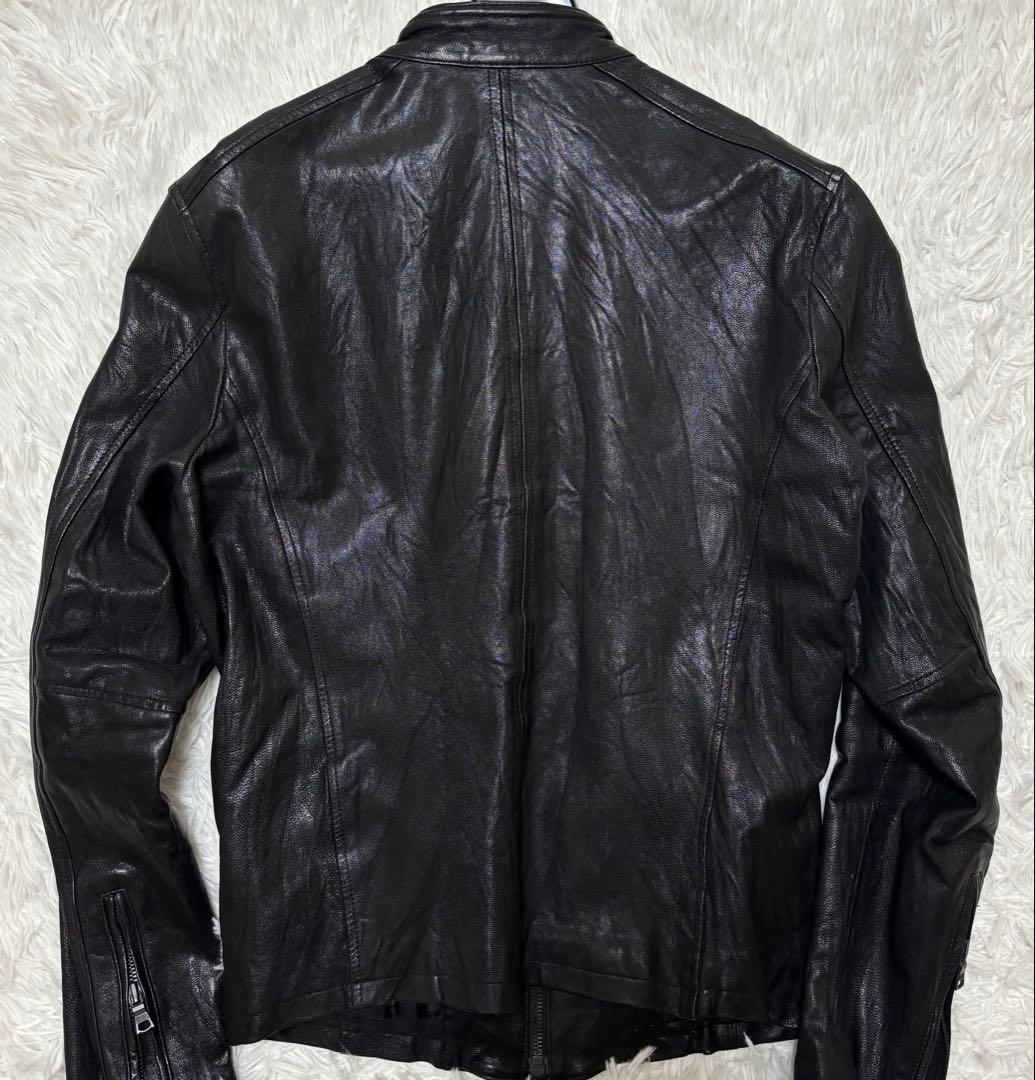 BUFFALOBOBS シングルレザーライダースジャケット　シワ加工　やぎ革