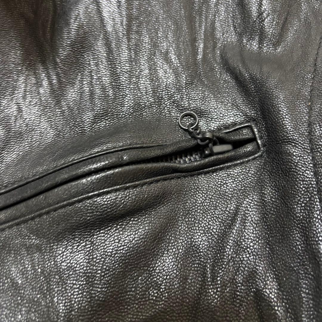 BUFFALOBOBS シングルレザーライダースジャケット　シワ加工　やぎ革