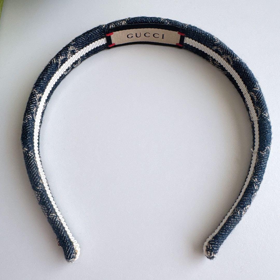 【美品】GUCCI インディゴブルー デニム ヘアカチューシャ箱付き