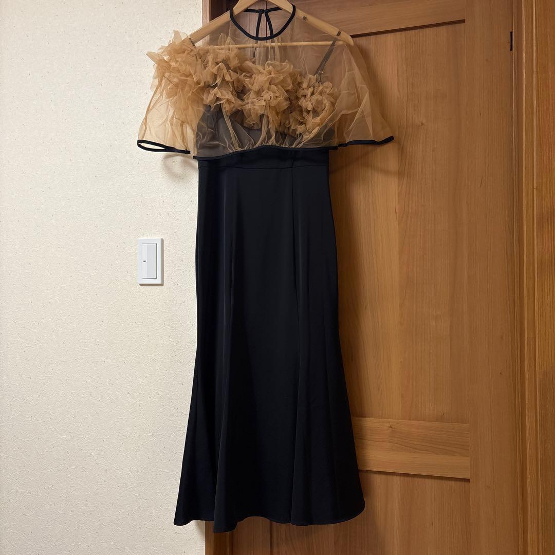 【LEJA】ボリュームチュールパイピングフレアドレスワンピース