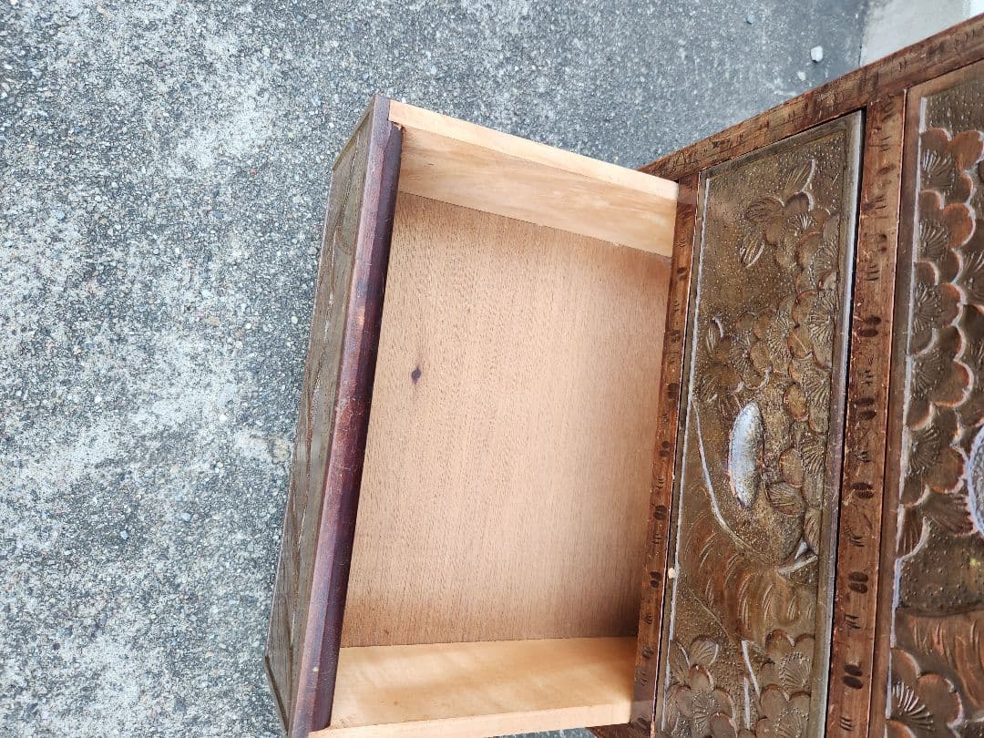 軽井沢彫　5段引出し　チェスト　桜