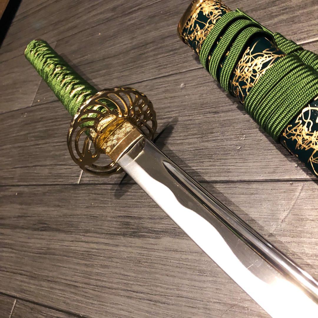 専用　高級模造刀　樋入り刀身　緑金拵え　亜合金刀身