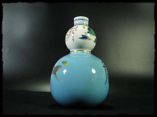 九谷焼 田村敬星 金彩色絵 毛筆細字 御銚子 酒器 茶道具 d17