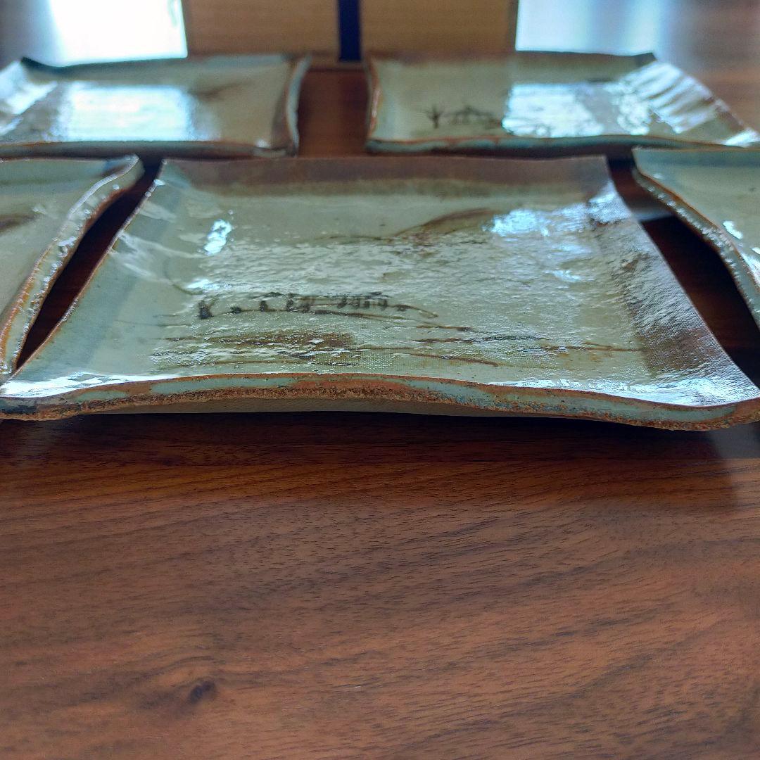 鄭寧 Zheng Ning　角皿　5枚　木箱入り